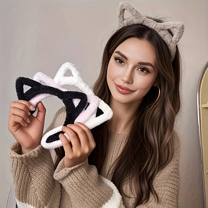 Cat Ear Plush Headband - Cute Large-Size Hair Accessory for Women, Party Dress-Up and Everyday Wear