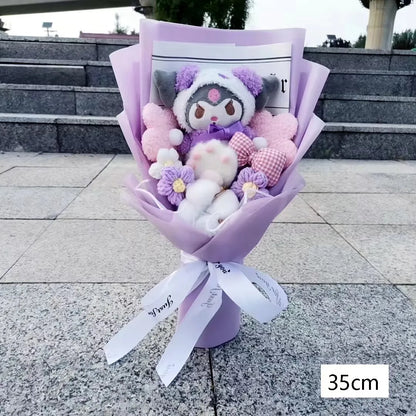 Sanrio Kuromi Plush Flower Bouquet — Soft Plush Doll Gift for Christmas, Valentine's Day, Birthday & Wedding Party