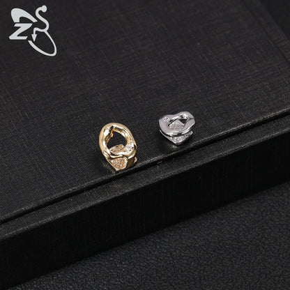 ZS Hip Hop Grillz – Silver/Gold Plated CZ Crystal Cross & Rose Star Tooth Cap, Top & Bottom Set