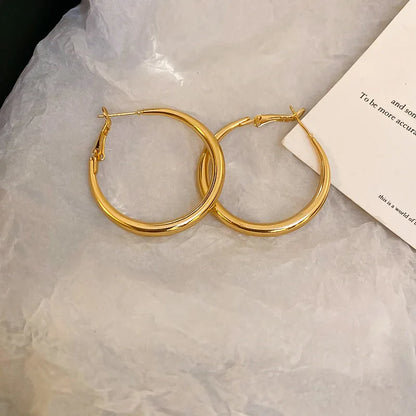 Women’s Dopamine Candy Hoop Earrings – Large Round Hollow Solid Color Ear Buckles, Versatile Fashion Jewelry