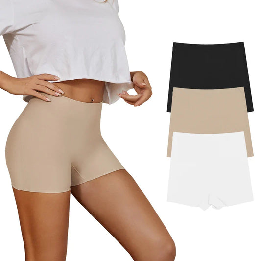 Seamless Ice Silk Biker Shorts — Solid Boxer Leggings for Women, Sports Yoga Pants & Comfortable Shorts