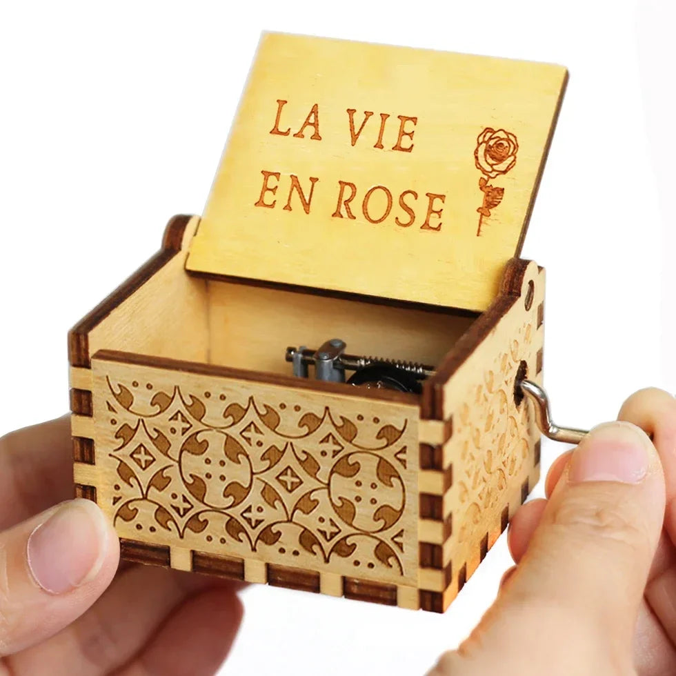 Wooden Hand Crank Jurassic Park Music Box – Classic Theme Melody Gift for Kids & Collectors