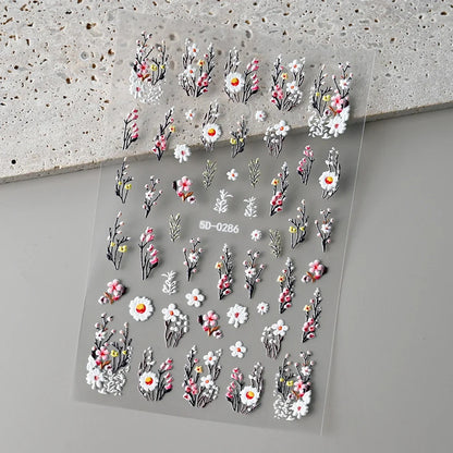 5D Macaron Nail Stickers - Embossed Flower, Fruit, Bear & Rabbit Charms for Summer DIY Manicure Decoration