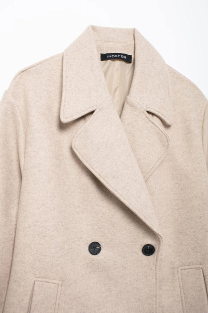 TRAFZA 2024 Women’s Autumn Loose Coat – Lapel Double-Breasted Long Sleeve Trench Jacket, Winter Warm Vintage Outerwear