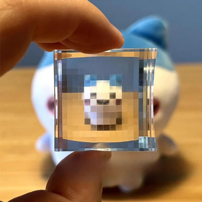 Pixel Photography Tool – Transparent Acrylic Mosaics for Keychains, Travel Memories, Blue, Black & Pink Lens
