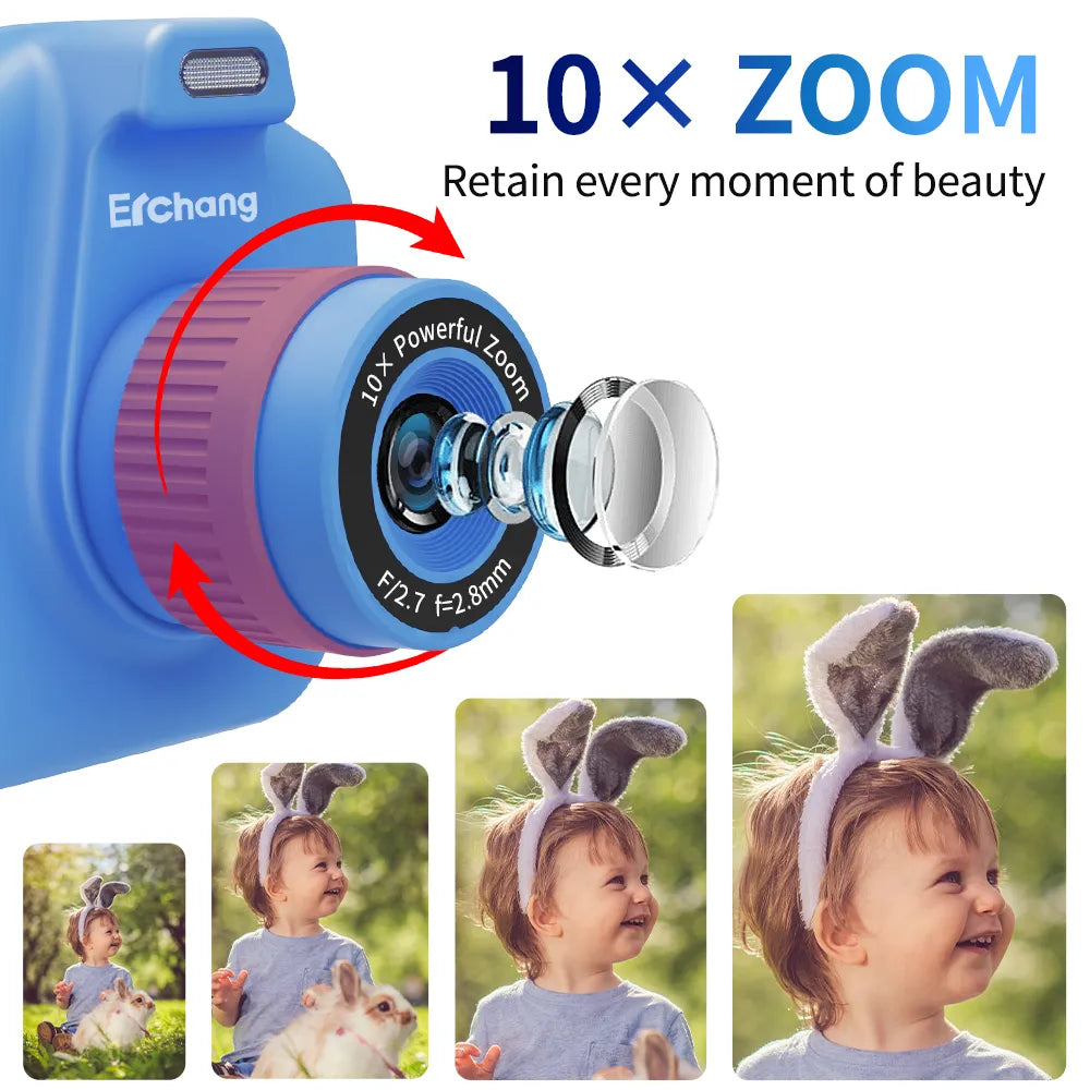 Instant Print Camera with 10x Digital Zoom - Perfect Children's Birthday Gift for Girls and Boys