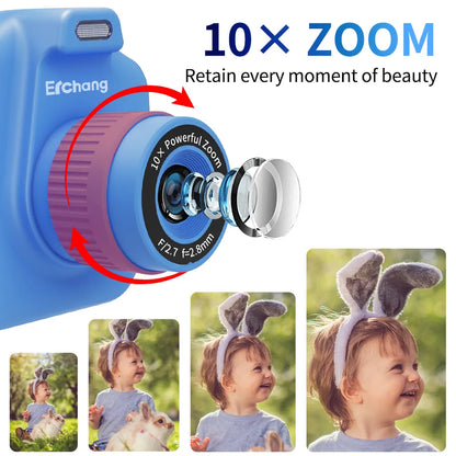 Instant Print Camera with 10x Digital Zoom - Perfect Children's Birthday Gift for Girls and Boys