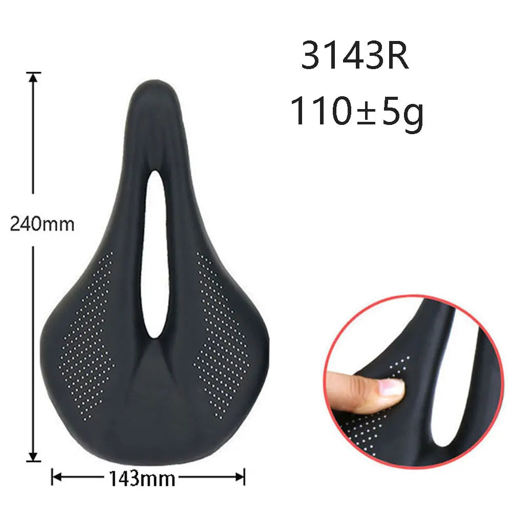 ELITAONE Road & MTB Bike Saddle — 240x143mm Carbon Fiber Round Rail | Super Light 89g 3143ER Seat