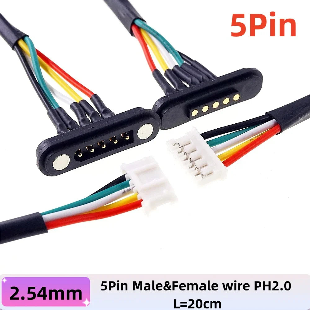 2A Waterproof Magnetic Pogo Pin Connector – 2.54mm Spring-Loaded DC Power Socket, 2-6 Positions