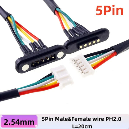2A Waterproof Magnetic Pogo Pin Connector – 2.54mm Spring-Loaded DC Power Socket, 2-6 Positions