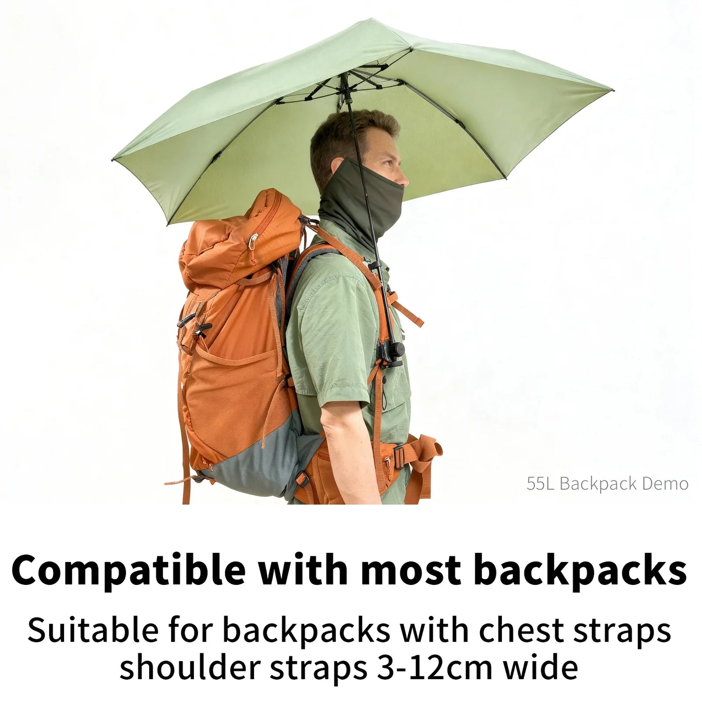 Backpack Umbrella Clip - Hands-Free Lightweight Outdoor Hiking Umbrella Holder