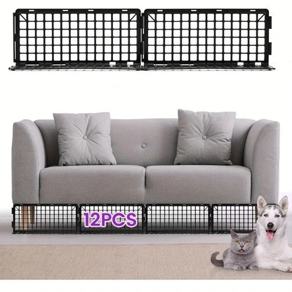 Under Couch Pet Blockers - 12-Piece Adjustable Furniture Barriers for Dogs & Cats