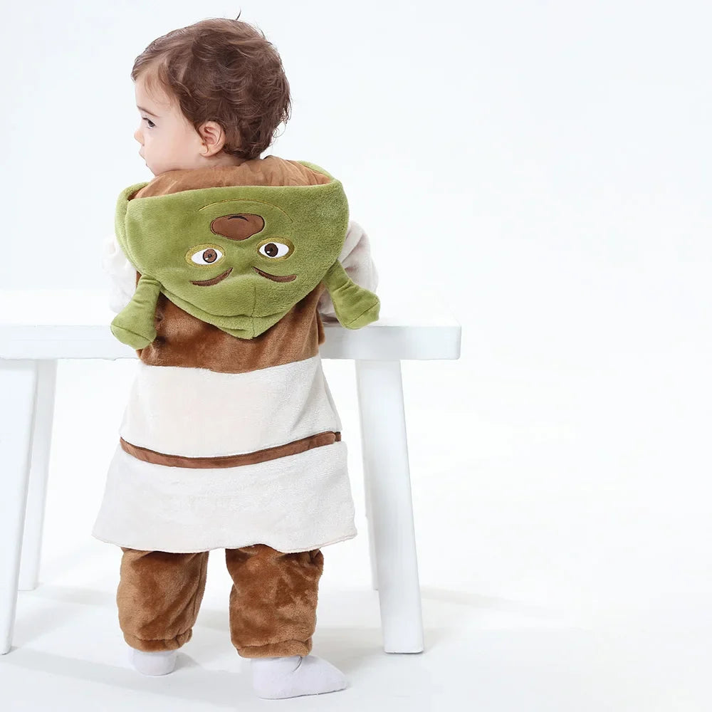 Cute Green Monster Kigurumi Onesie - Warm Winter Cosplay Jumpsuit for Babies & Kids 0-3 Years