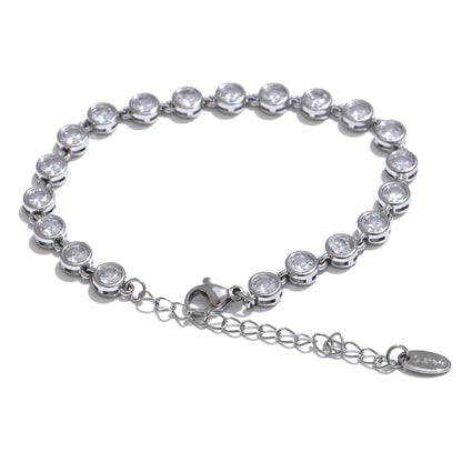 Yhpup Colorful Cubic Zirconia Stainless Steel Luxury Jewelry Set – Waterproof Chain Necklace & Bracelet Gift for Women