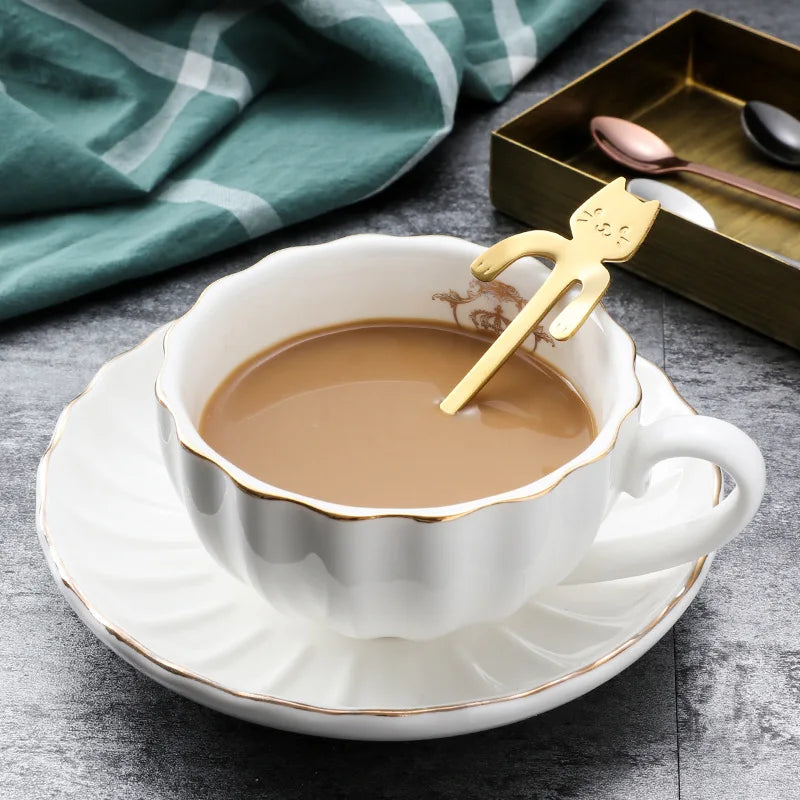 Stainless Steel Cat-Shaped Coffee Spoon – Cute Teaspoon Dessert & Ice Cream Mini Scoop for Kitchen Tableware