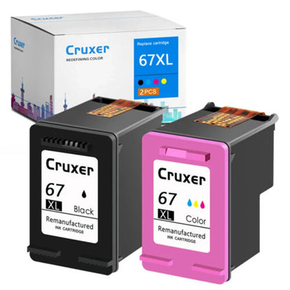 NineLeaf 67XL Ink Cartridge Black & Tri-Color Compatible for HP 67/67XL – DeskJet 1255, 2722, 2732, 2742e & DeskJet Plus 4140, 4152, 4155, 4158 Printers