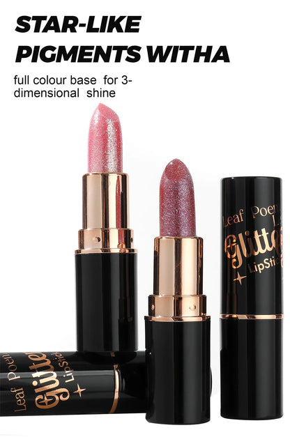 6 Colors Glitter Metallic Lipstick – Waterproof, Long-Lasting Diamond Pearlescent Lip Gloss for Moisturizing Sexy Lips