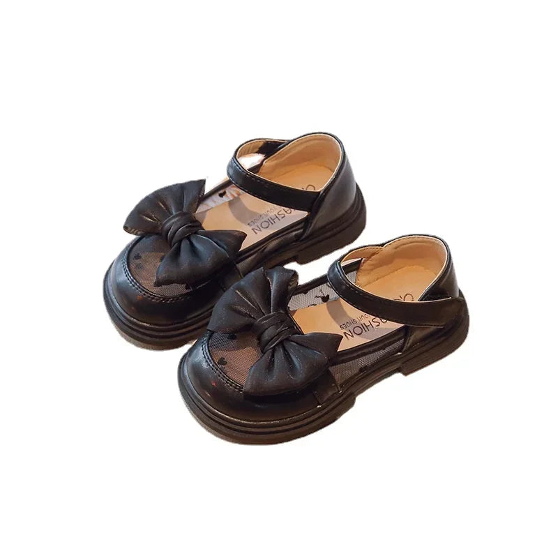 Children’s Princess Lace-Up Flats - Bow Detail Leather Shoes for Girls, Sizes 23–35, Spring & Autumn Wedding Footwear