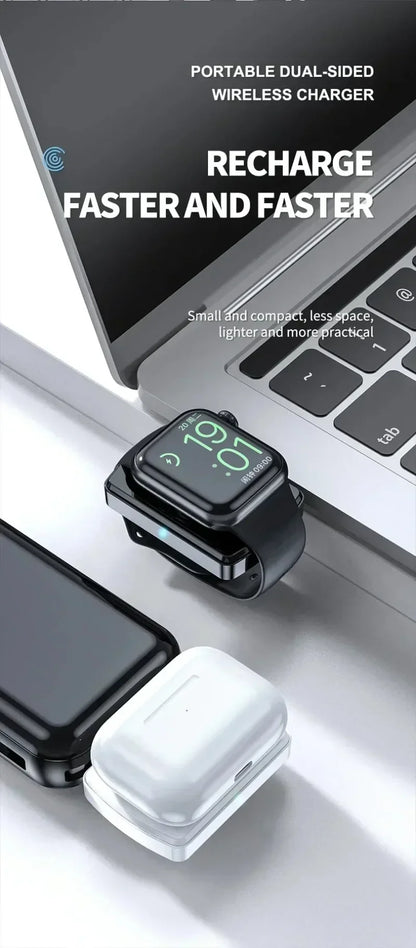 Magnetic Wireless Watch Charger USB-C — Fast Charging for Apple Watch 9/8/7/6/5/4/SE & Samsung Galaxy Watch 7/6/5/4 Active 1/2