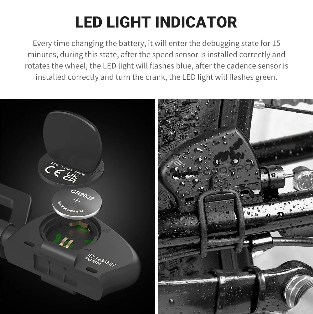 COOSPO Bicycle Speed and Cadence Sensor – Dual Sensor Bluetooth 5.0 and ANT+ Wireless, Waterproof, Compatible with Wahoo, Zwift, Garmin Etrex 30x