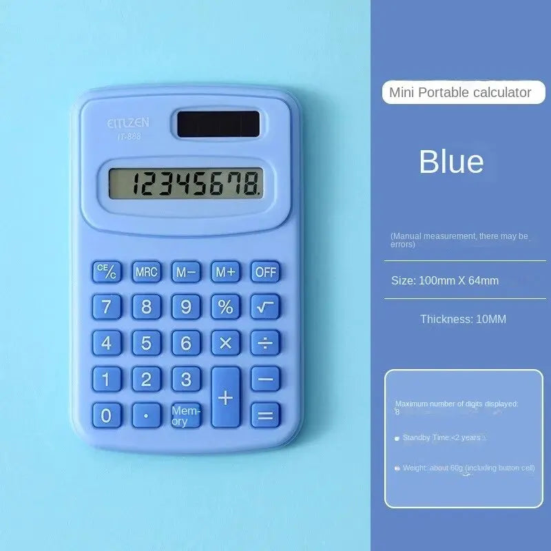 Small Solar Calculator - Portable 8-Digit LCD Electronic Calculator for Home, Office & Primary School Use
