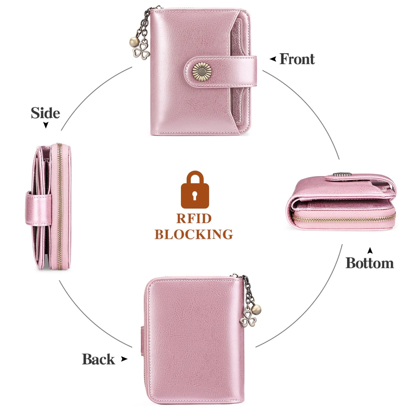 Genuine Leather Short Wallet for Women — Slim Hasp & Zipper Mini Purse, Portable Coin & Card Holder