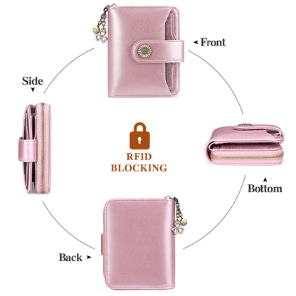 Genuine Leather Short Wallet for Women — Slim Hasp & Zipper Mini Purse, Portable Coin & Card Holder