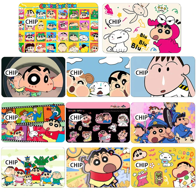 Anime Crayon Shin-Chan Poker PVC Sticker — Waterproof Cartoon Skin for Credit & Debit Cards