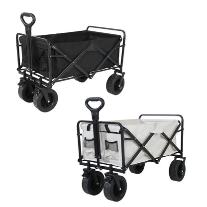 500lbs Heavy Duty Foldable Wagon — Portable Outdoor Utility Cart, Collapsible Shopping, Beach & Garden Pull Trolley