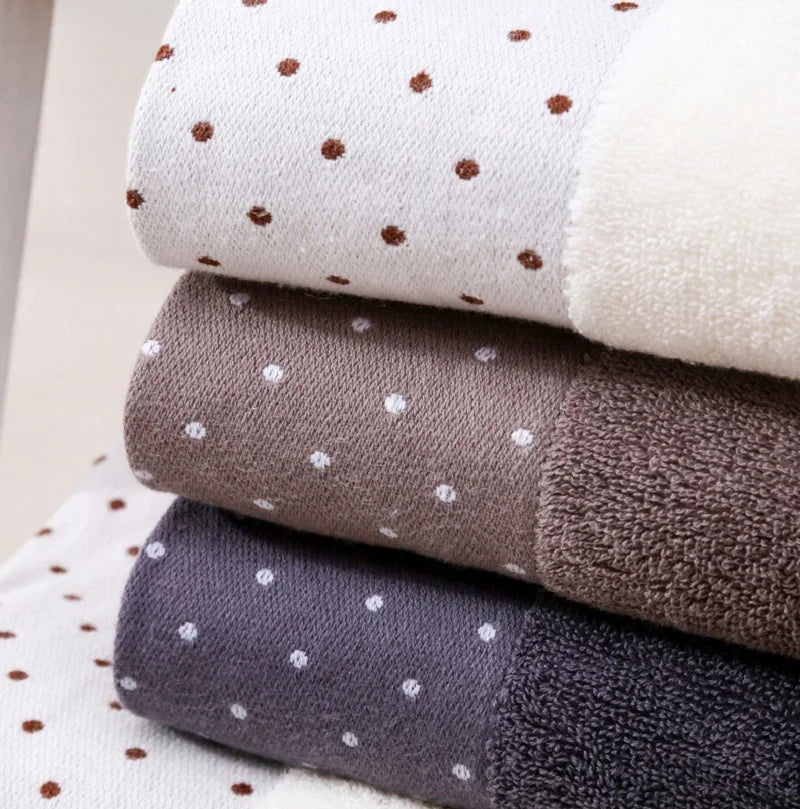 3-Piece Cotton Towel Set – 2 Hand Face Towels 35x75cm + 1 Bath Towel 70x140cm Soft Washcloth Gift Set