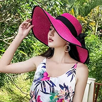 Women’s Foldable Summer Straw Hat – Beach & Travel Sun Visor with UV Protection, Bucket Cap Panama Style