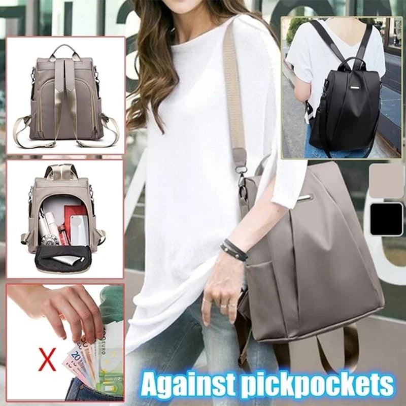 Multi-Functional Women's Nylon Backpack - Waterproof, Lightweight, Large Capacity with Detachable Shoulder Strap