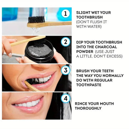 Bamboo Charcoal Teeth Whitening Powder - Natural Deep Cleaning Toothpaste Alternative for Fresh Breath and Daily Oral Care