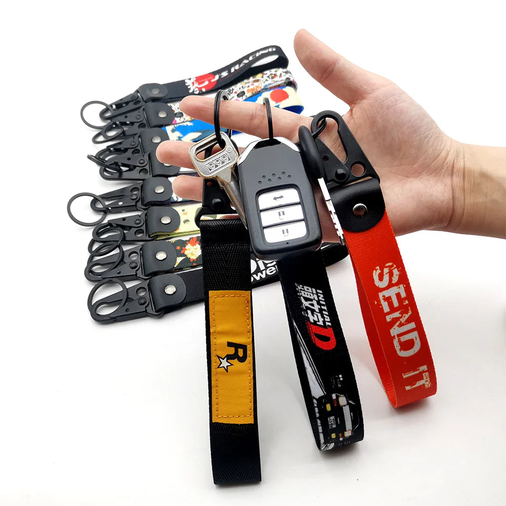 JDM Car Keychain Key Tag – Personality Spring Clip Lanyard for Racing, Modified Nylon Motorcycle & Auto Key Holder Accessories