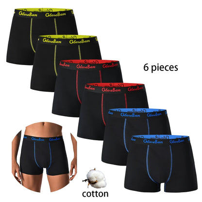 6-Pack Men’s Black Boxer Shorts – Soft Breathable Cotton Underwear Set, Comfortable Everyday Male Boxers Briefs 2024 Style