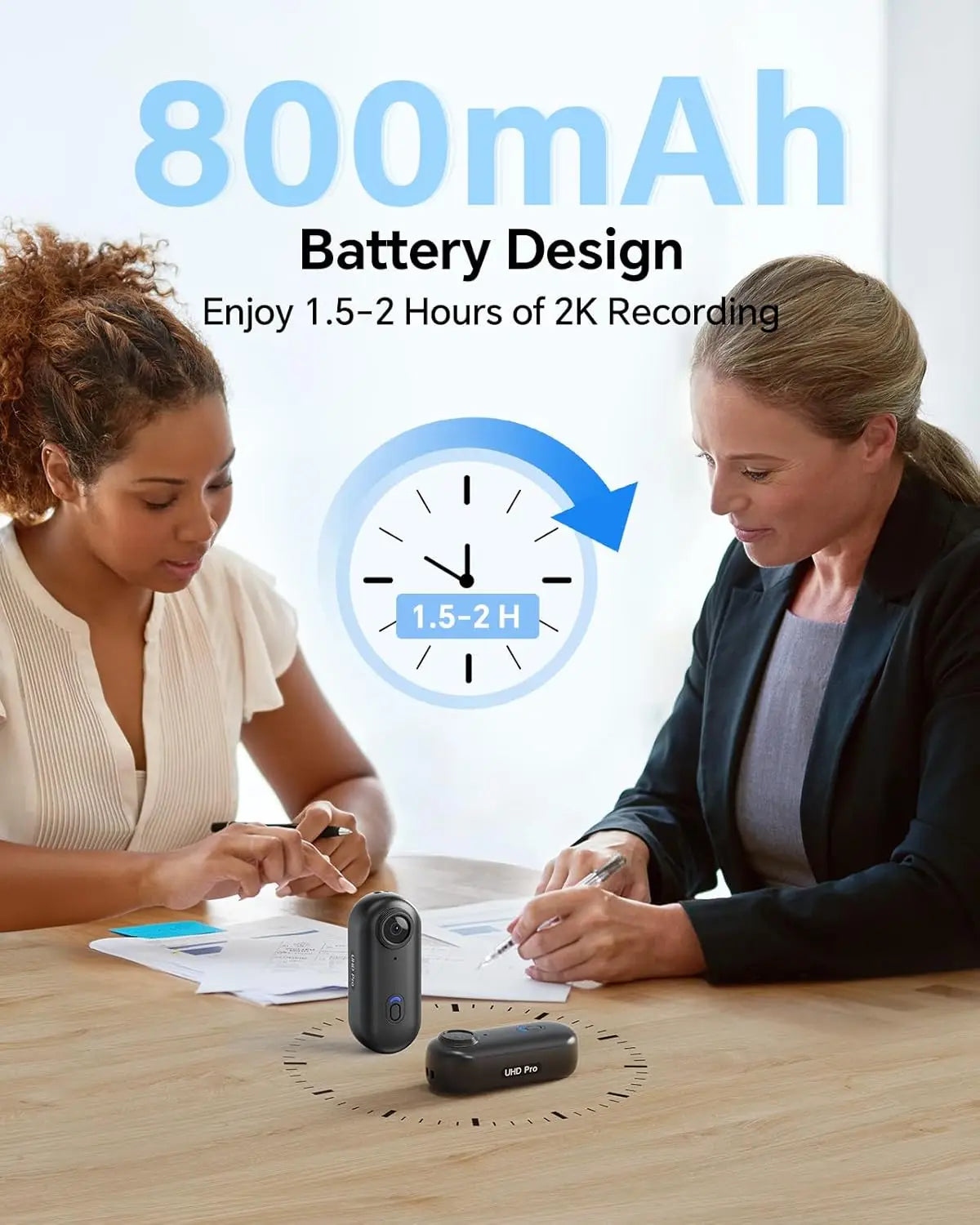 BOBLOV W4 2K Mini Body Camera - 64GB Wearable Video Recorder with 360° Rotating Clip, Magnetic Mount & 800mAh Battery for Outdoor Use