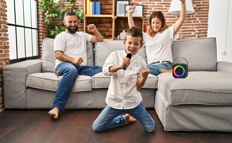 Haomuren Portable Karaoke Machine – Mini Bluetooth Speaker with 1-2 Wireless Microphones, Singing Toy for Kids & Family Party Gift
