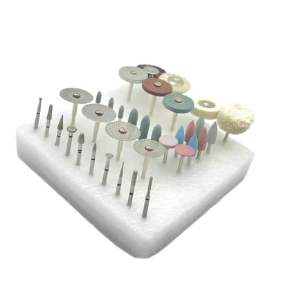 35pcs Dental HP Kit for Grinding & Polishing Ceramic Porcelain – Diamond Burs Brush Dentist Tool Set