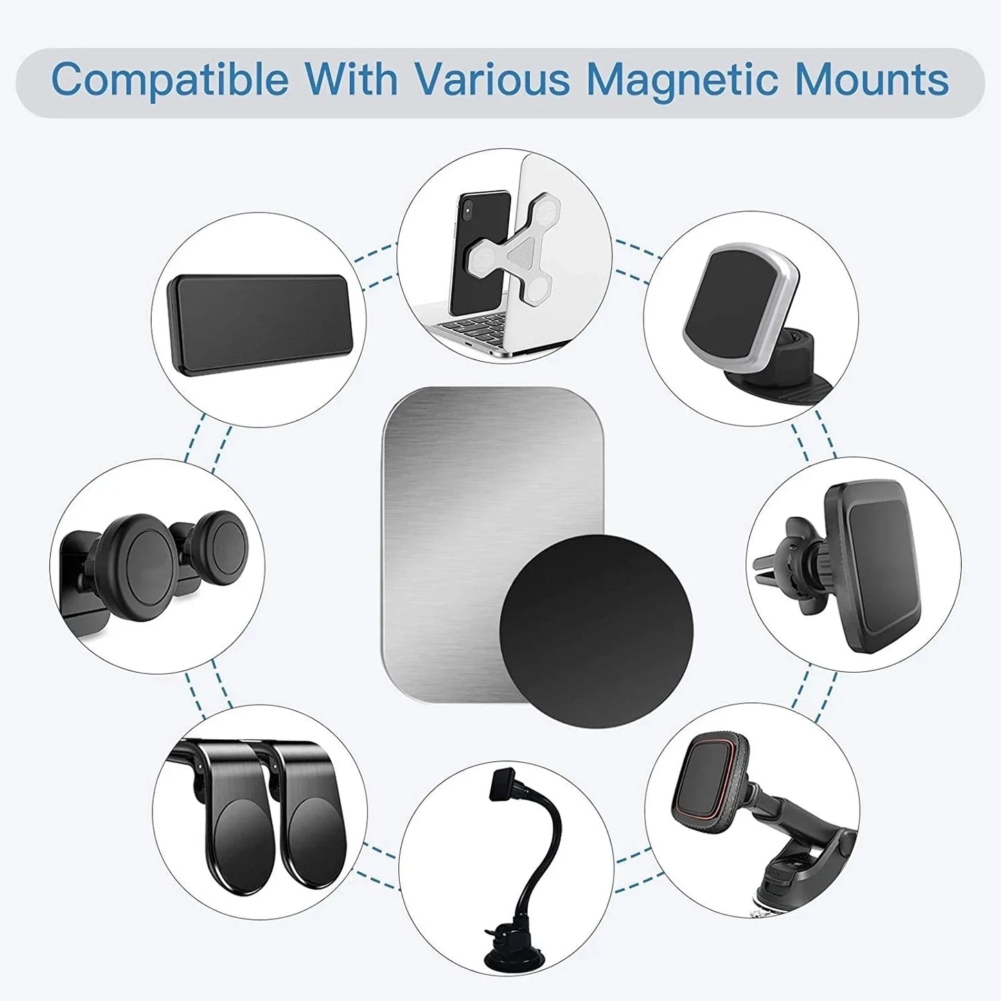Universal Metal Plate Kit for Magnetic Car Mount – Adhesive Mobile Phone Holder Replacement for Xiaomi and All Smartphones