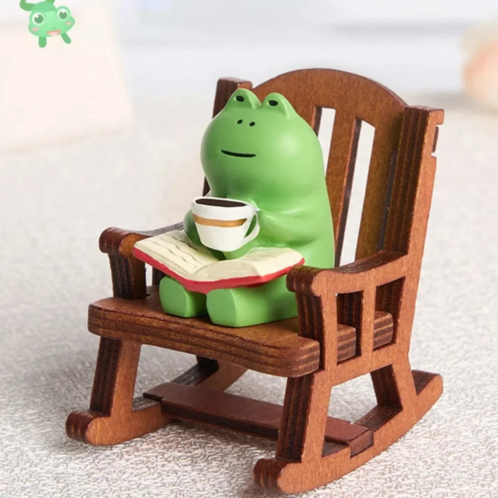 Frog Rocker Chair – Cute Healing Mini Decoration for Office Desk or Car Center Console