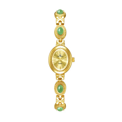 Oval Gold Women's Watch – Luxury Rhinestone Dress & Casual Quartz Small Dial Wristwatch 2025 ⌚✨