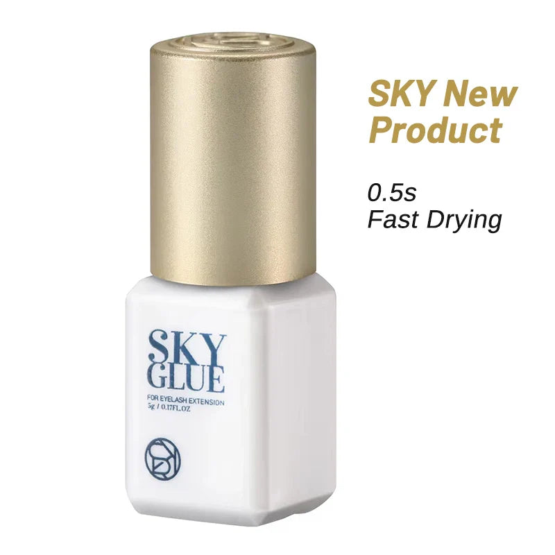 Sky Glue Eyelash Extension Adhesive 5ml – Fast-Drying 0.5s False Lash Glue with Makeup Bag