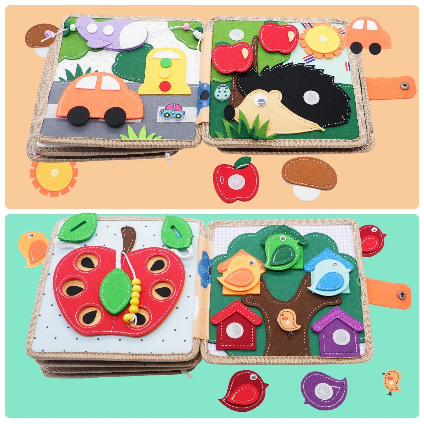 Toddler Montessori Busy Board – Giraffe Felt Quiet Book, Educational Travel Toy for Kids