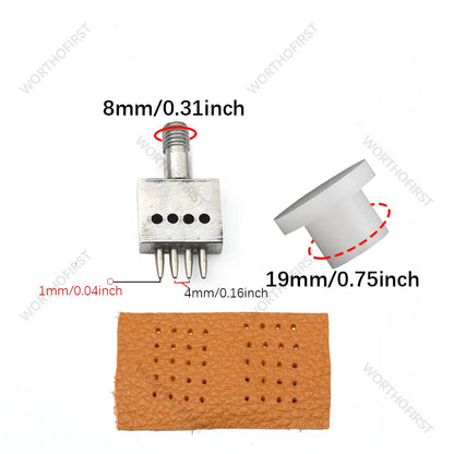 M8 Thread Dies Leather Hole Punch Set – 4/5/6/8mm Round Stitching & Perforated Cut Tools for Hand Press