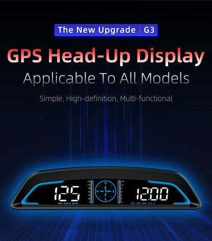AD G3/B3 OBD2 GPS Head-Up Display – Smart Car HUD with Digital Speedometer, RPM, Water Temp, Clock & Security Alarm