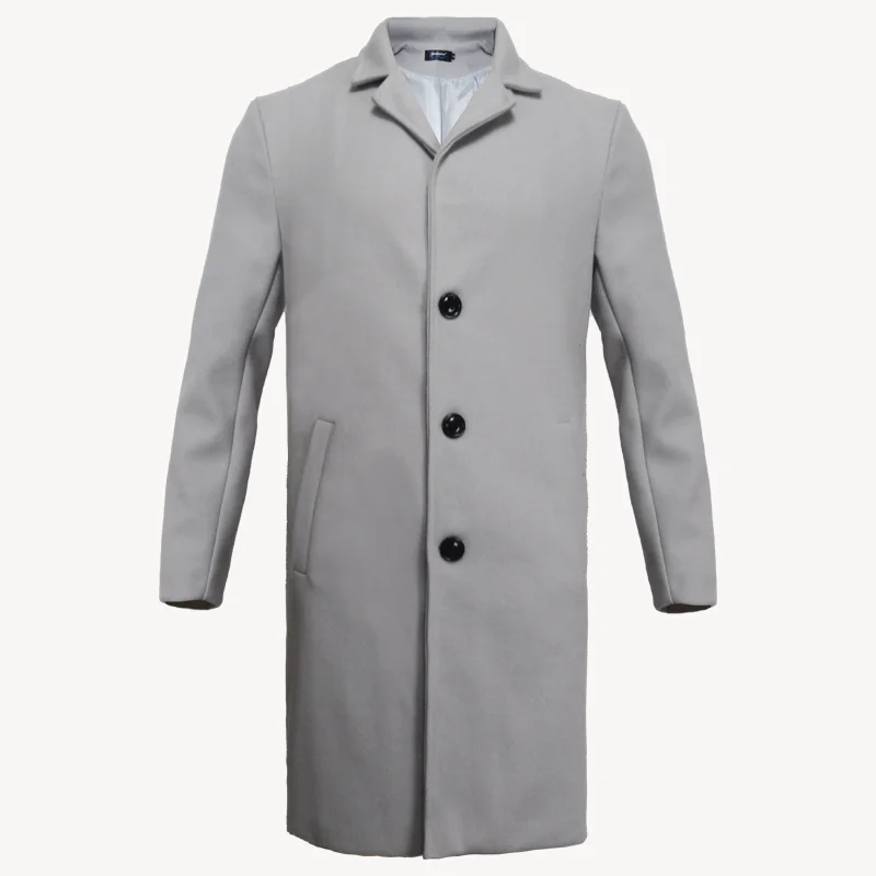 Men's Streetwear Jackets - Solid Color Casual Wool Coat, Single Breasted Lapel Outerwear for Spring and Winter