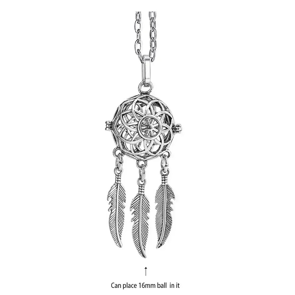 Vintage Mexico Angel Ball Chime Necklace – Antique Locket Aromatherapy Essential Oil Diffuser