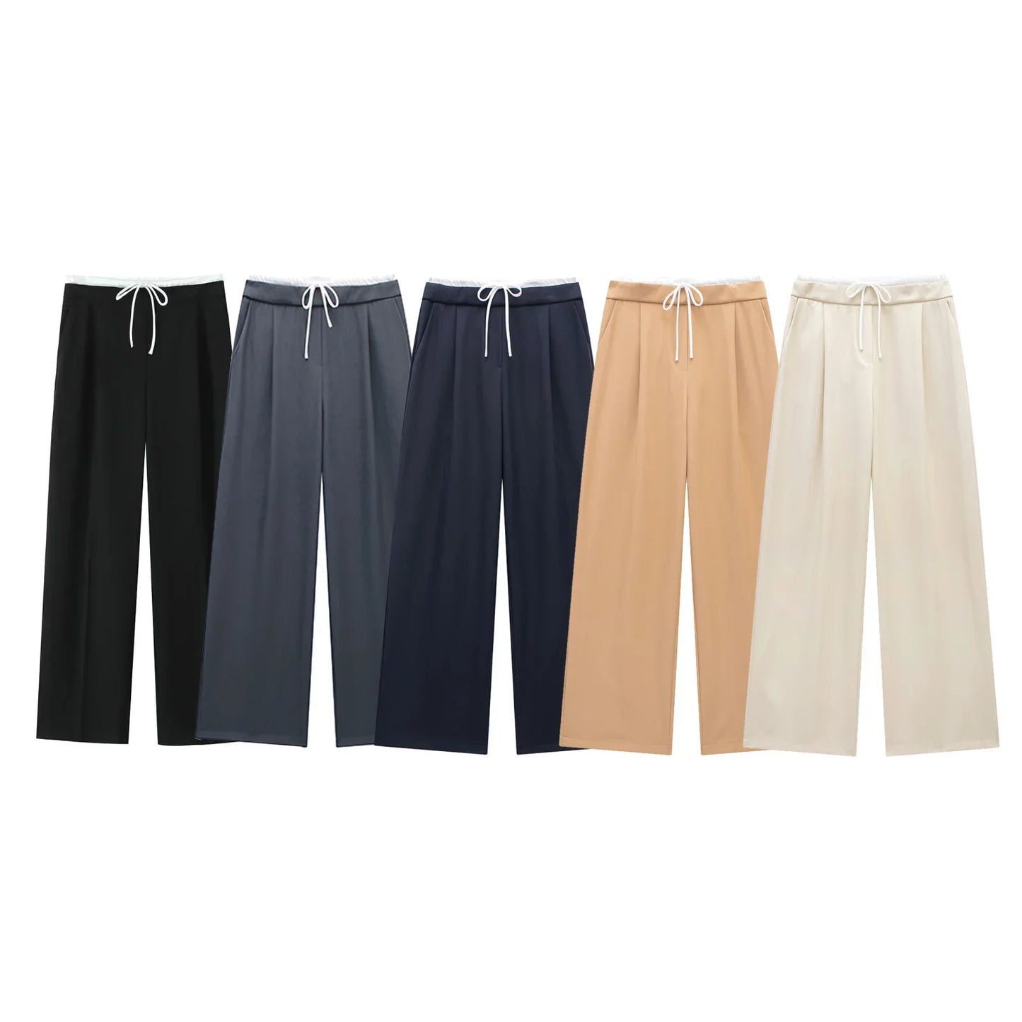 TRAF 2024 Women’s Wide Leg Pants — High Waist Baggy Summer Streetwear Trousers