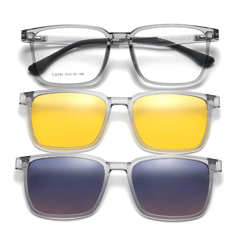 Magnetic Clip-On Prescription Glasses - Flip Up TR90 Polarized Sunglasses With Night Vision & Reading Lens Design