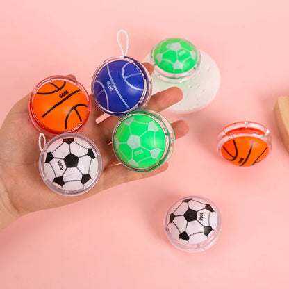 10pcs Classic Yoyo Toys – Football & Basketball Patterned Favors for Kids Birthday, Pinata, & Kindergarten Rewards